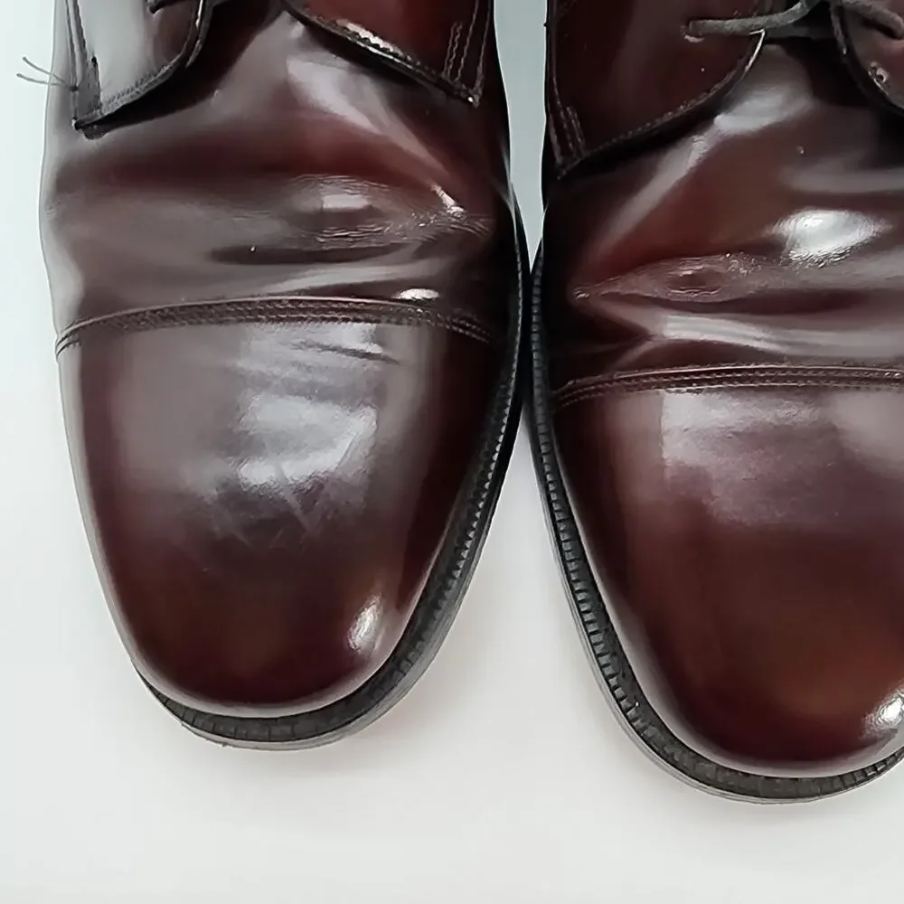Johnston & Murphy Men's 10.5 Burgundy Leather Cap-Toe Lace Oxford Dress Shoes